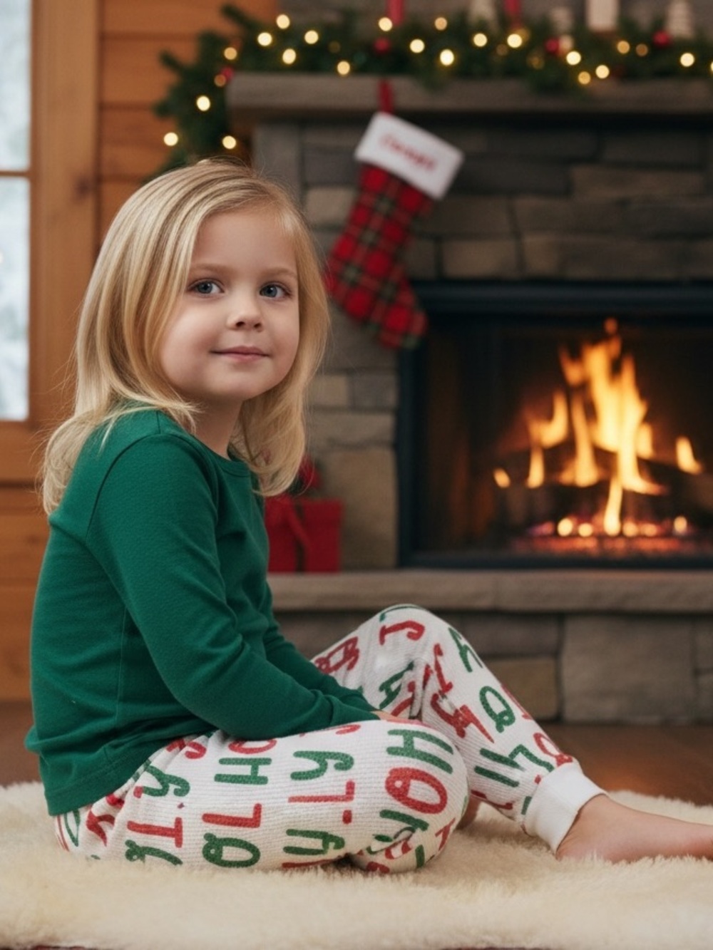Carter's Green Long-Sleeve Top with White Holiday Letter-Print Pants